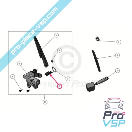 Módulo de limpador traseiro para Microcar Ligier