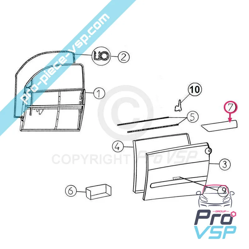 Right door trim for Aixam