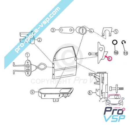 Poignée de porte extérieure droite pour aixam a721 a741 a751 city crossline roadline scouty