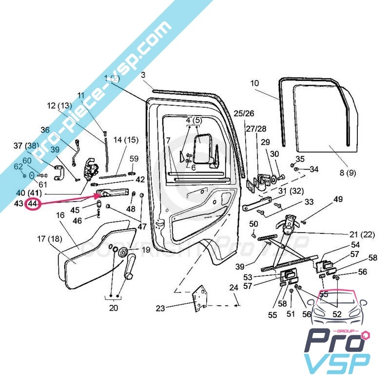 Right exterior door handle