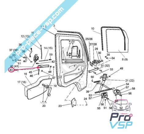 Poignée de porte extérieur côté conducteur pour vsp Ligier - 5938