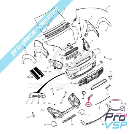 Feu de jour à led droit pour microcar m8