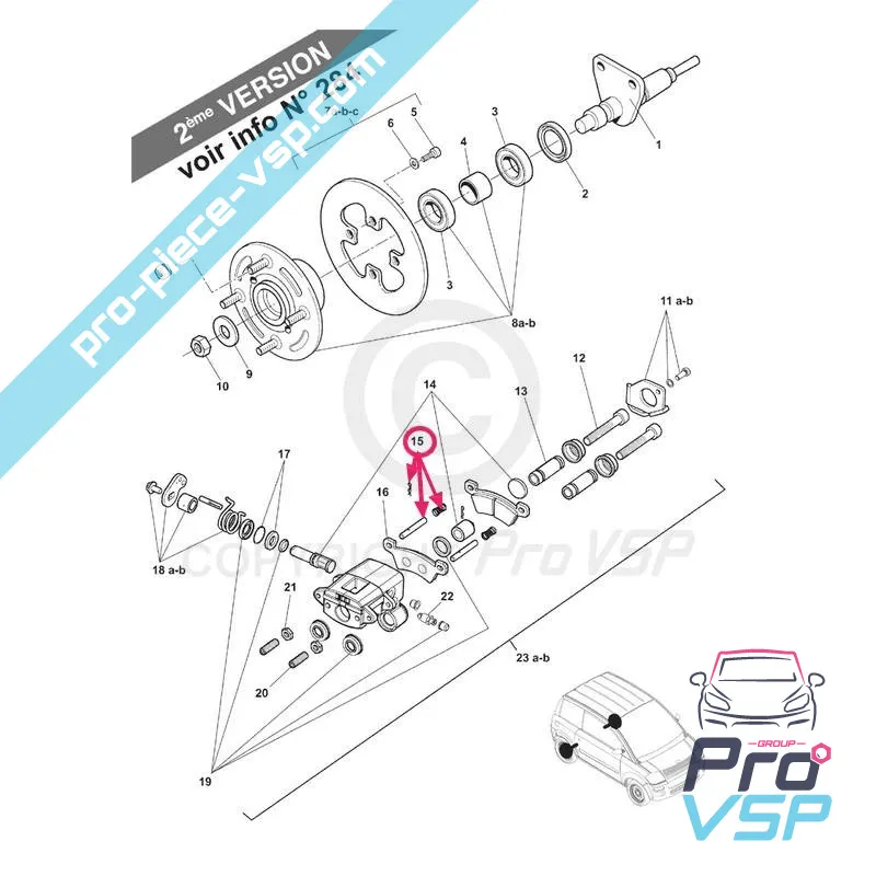 Axis of rear brake pads for Microcar mc1 mc2 ligier xtoo