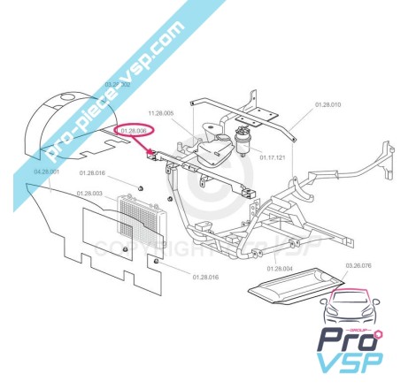 Traverse supérieure pour chatenet ch28 moteur lombardini dci