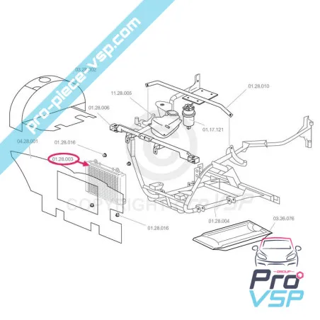 Full radiator with fan for chatenet ch28 Lombardini engine dci