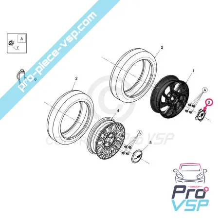 Cache central de jante alu pour ligier ixo js50 jsrc