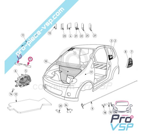 Headlight mounting support
