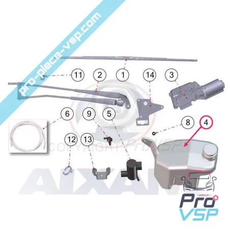 Bocal de lave glace pour Aixam