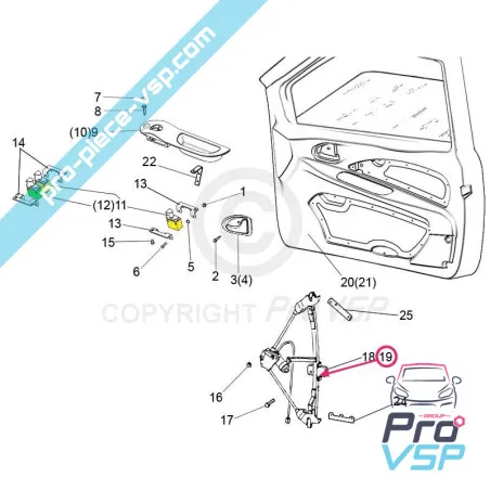 Lifterfenster rechts Ursprung für Casalini Sulky M10 M12