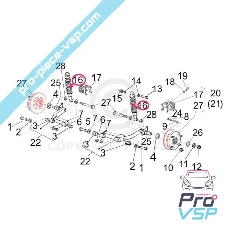 Amortiguador trasero para Casalini M12 y M14