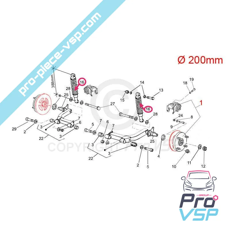 Amortizor de șoc spate pentru casalini m14 m20