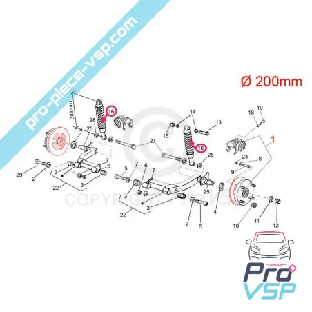 Amortizor de șoc spate pentru casalini m14 m20