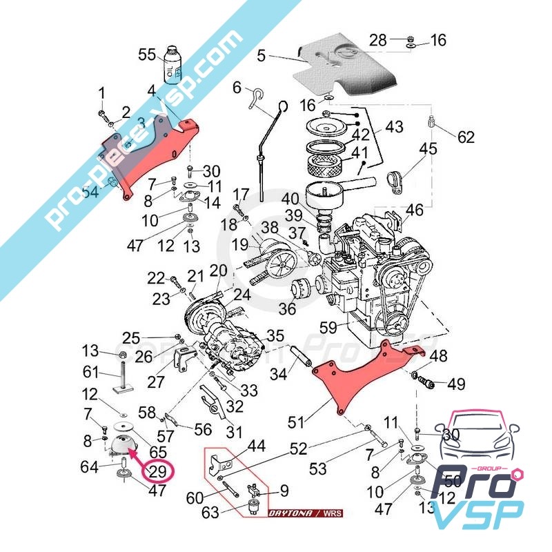 Silent rear motor block