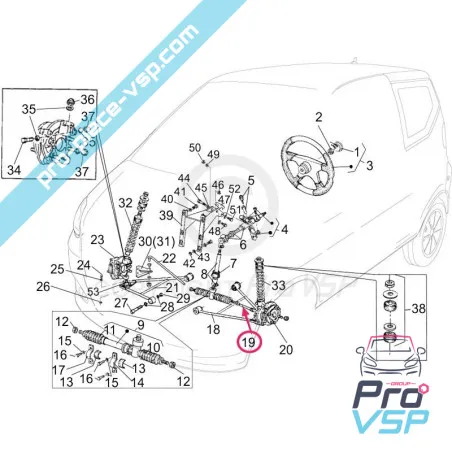 Left steering ball joint for casalini ydea sulky and m10