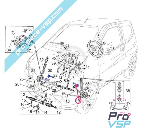 Rotule de direction gauche pour casalini m10 m12 m110 pickup 12