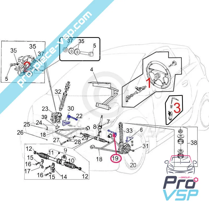 Left steering ball joint for casalini m14