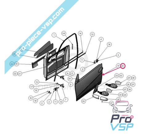 Painel externo da porta direito para ligier xtoo 2 max r s rs optimax