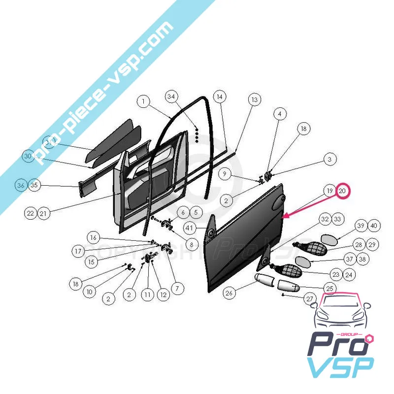 Panneau extérieur de porte droite pour ligier xtoo 2 max r s rs optimax