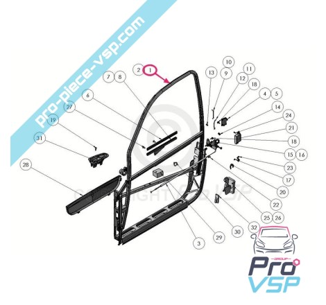 Quadro de porta esquerda para ligier xtoo 1 2 max r s optimax