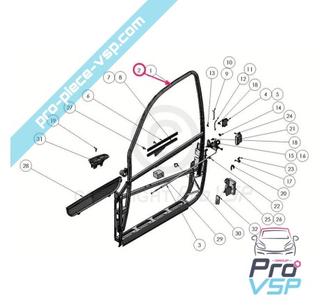 Quadro de porta direito para ligier xtoo 1 2 max r s optimax