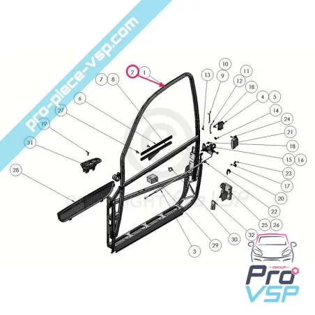 Quadro de porta direito para ligier xtoo 1 2 max r s optimax