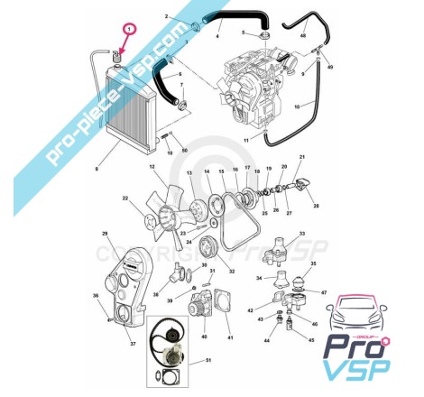 Kühlerkappe für Mikrocar virgo 3 mc1 mc2 (Lombardini-Motor) bellier b8 (Motor yanmar )
