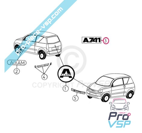 Heckklappen-Logo für aixam a741