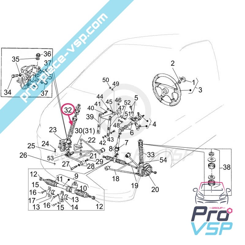 Front straight shock absorber