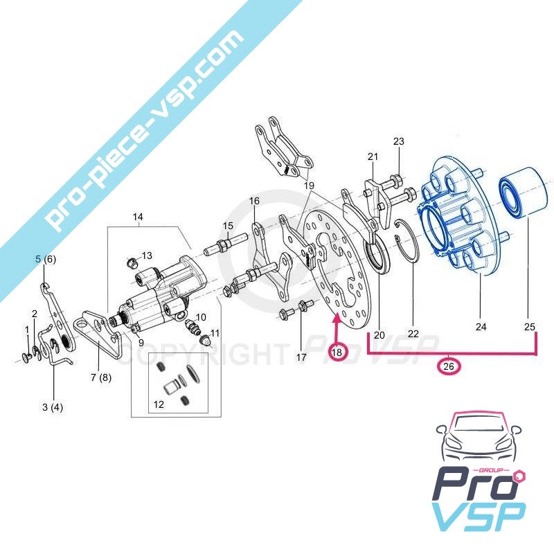 Complete rear brake disc