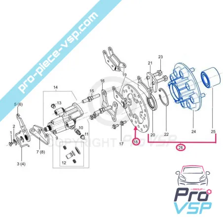 Hub complet pentru spate pentru Casalini Bellier
