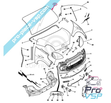 Pára-brisa adaptável para Ligier Jsrc e Microcar F8C