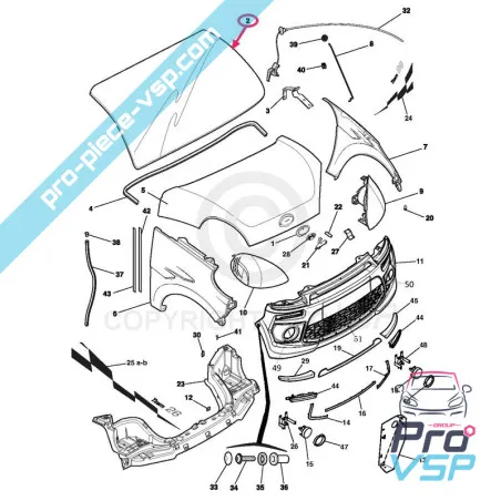 Pára-brisa adaptável para Ligier Jsrc e Microcar F8C