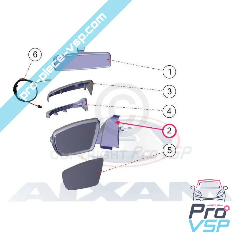 Right mirror for Aixam Sensation Émotion (without repeater)