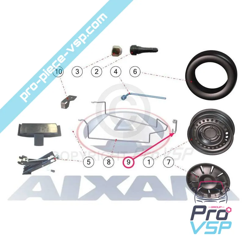 Gancho de roda sobressalente para aixam De 2005 a 2009