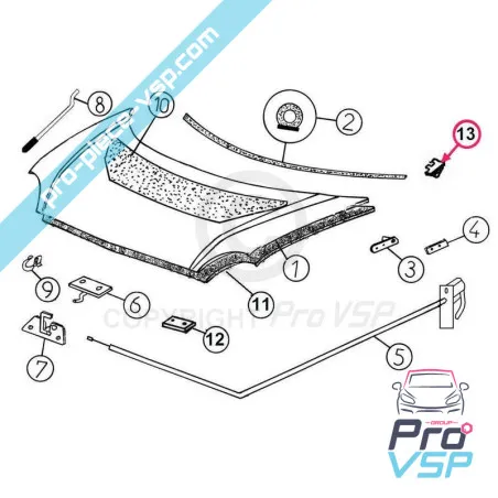 Right hood hinge origin for Aixam