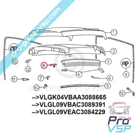 Roof lock kit for aixam scouty Phase 1