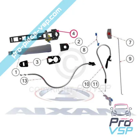 Linker Outdoor-Türgriff Base aixam impulsion vision sensation