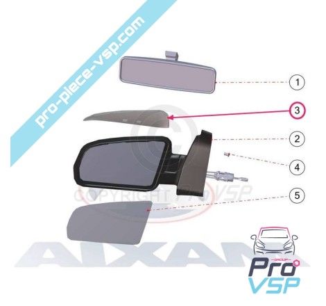 Black right rearview mirror shell