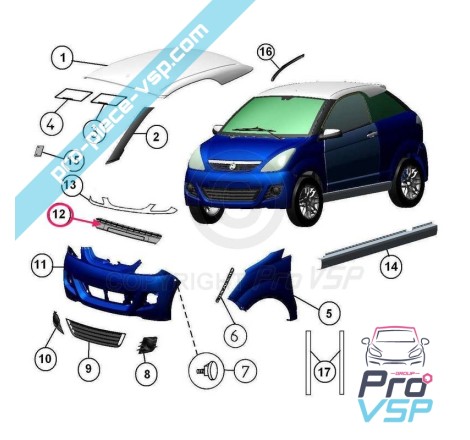 Grille supérieure de pare choc avant pour aixam city gto et coupé ( impulsion )