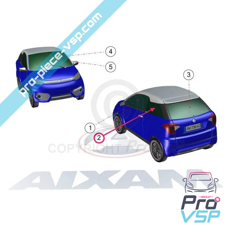 Höger CuDOde Window Sorwing för aixam coupé ( impulsion och vision )