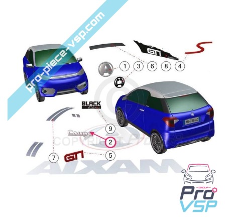 Logotipo do cromo para aixam coupé ( impulsion e vision )