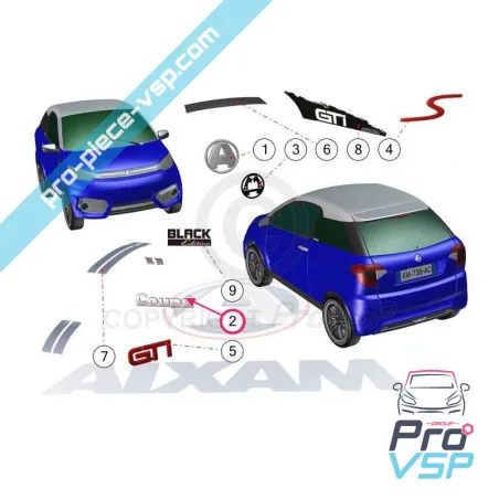 Logo cromato per aixam coupé ( impulsion e vision )