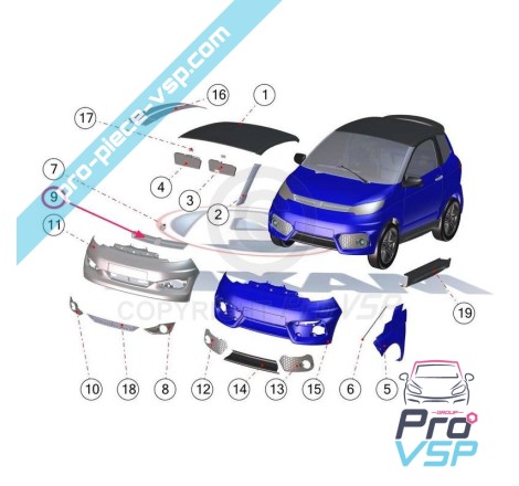 Grade preta para Aixam City Pack Vision