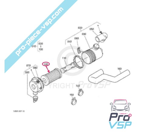 Filtre à air origine pour Aixam moteur essence , Kubota Z602 et Aixam Sensation