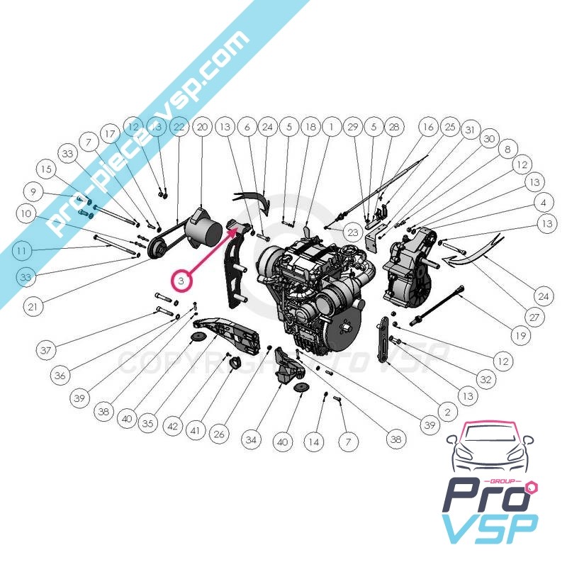 Alternator box engine support