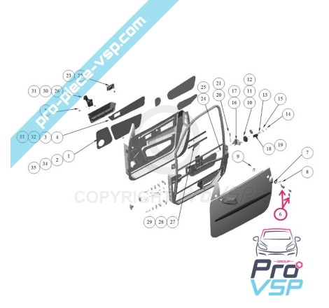 Barril de porta para ligier 162 ambra nova grecav eke sonique