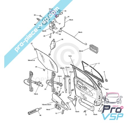 Barril de porta para ligier 162 ambra nova grecav eke sonique