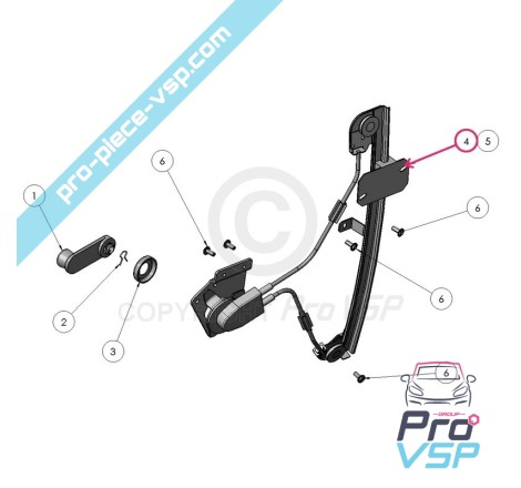 Elevador de janela Origem manual esquerdo para Ligier