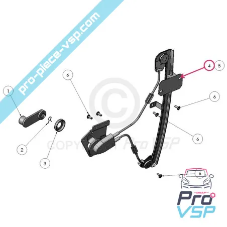 Window lift Left manual origin for Ligier