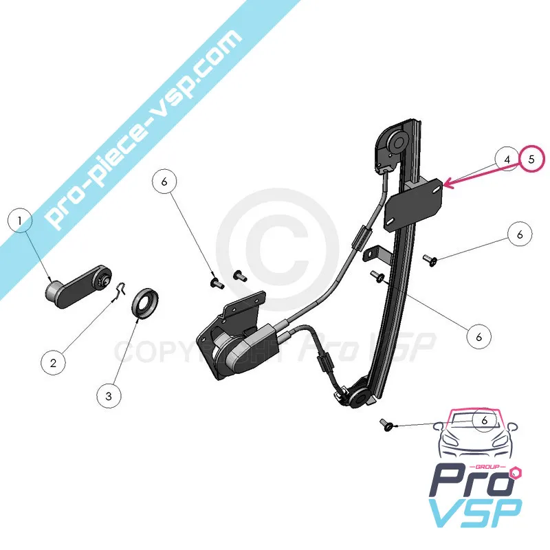 Lève vitre manuel droit origine pour Ligier